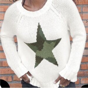 Wooden Ships Camo Star Raglan Crewneck Sweater White XS/S
